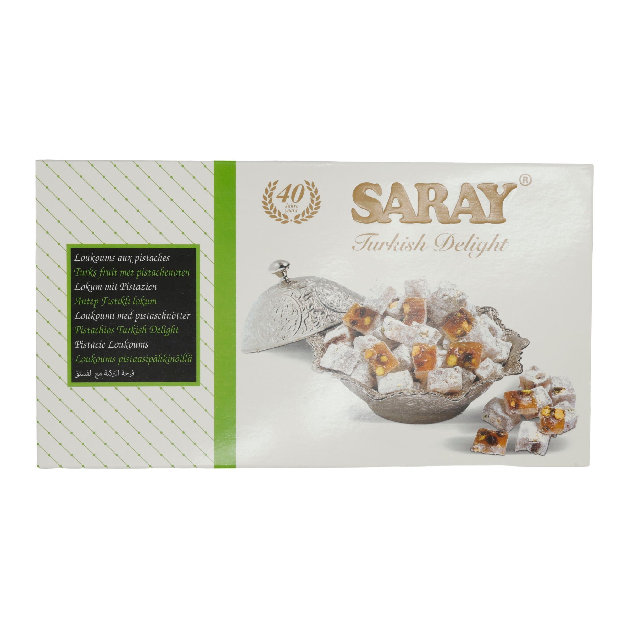 Lokum Turkish Delight Saray | Süßigkeit | Mit Pistazien | 400 g SARAY